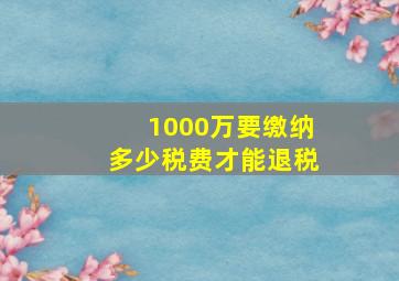 1000万要缴纳多少税费才能退税