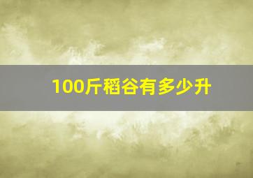 100斤稻谷有多少升