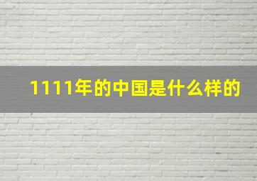 1111年的中国是什么样的