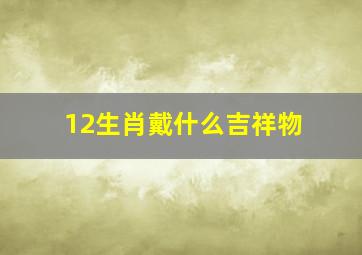 12生肖戴什么吉祥物