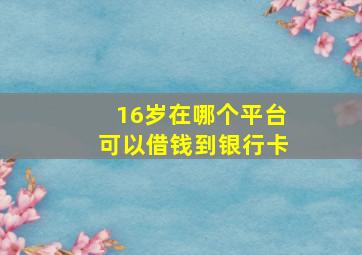 16岁在哪个平台可以借钱到银行卡