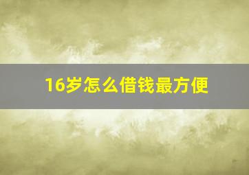 16岁怎么借钱最方便