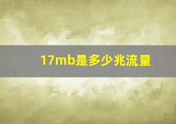 17mb是多少兆流量