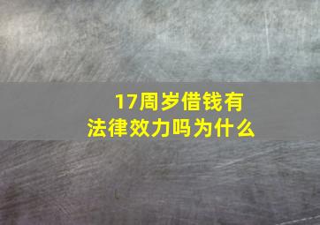 17周岁借钱有法律效力吗为什么