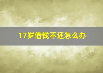 17岁借钱不还怎么办