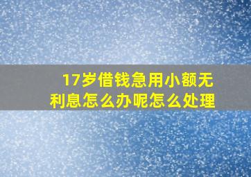 17岁借钱急用小额无利息怎么办呢怎么处理