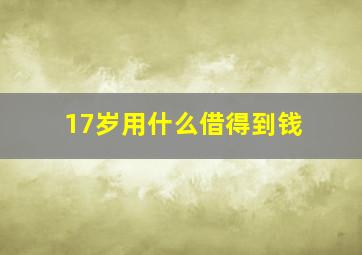 17岁用什么借得到钱