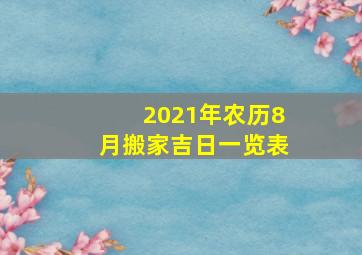 2021年农历8月搬家吉日一览表