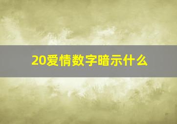 20爱情数字暗示什么