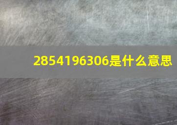 2854196306是什么意思