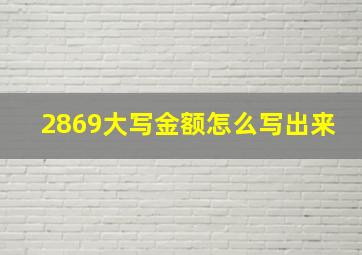 2869大写金额怎么写出来