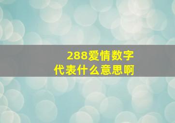 288爱情数字代表什么意思啊