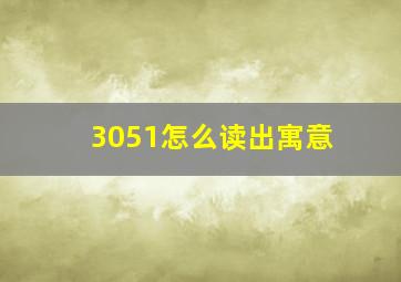 3051怎么读出寓意