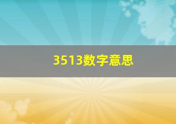 3513数字意思