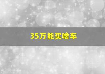 35万能买啥车