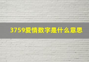 3759爱情数字是什么意思