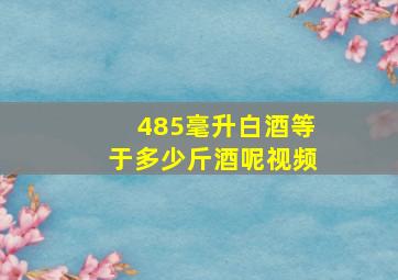 485毫升白酒等于多少斤酒呢视频