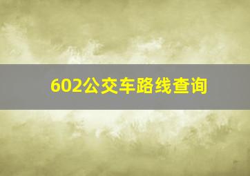 602公交车路线查询