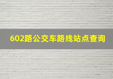 602路公交车路线站点查询