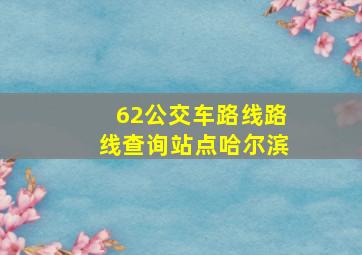 62公交车路线路线查询站点哈尔滨