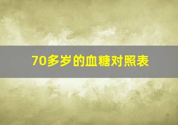 70多岁的血糖对照表