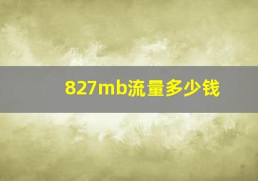 827mb流量多少钱