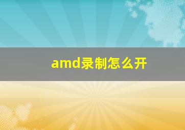 amd录制怎么开