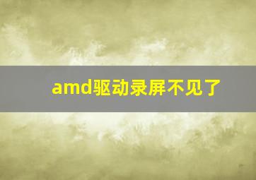 amd驱动录屏不见了