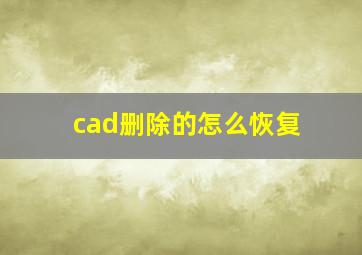 cad删除的怎么恢复