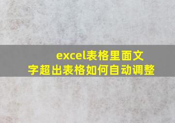 excel表格里面文字超出表格如何自动调整