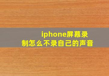 iphone屏幕录制怎么不录自己的声音