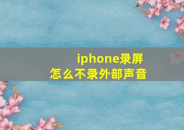 iphone录屏怎么不录外部声音