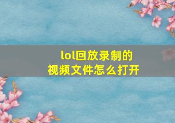 lol回放录制的视频文件怎么打开