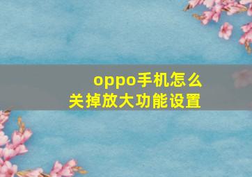 oppo手机怎么关掉放大功能设置