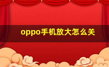 oppo手机放大怎么关