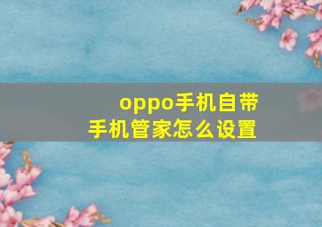 oppo手机自带手机管家怎么设置