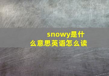 snowy是什么意思英语怎么读