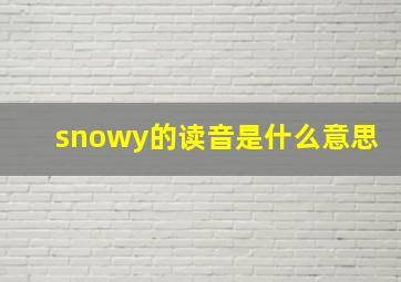 snowy的读音是什么意思