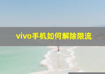 vivo手机如何解除限流