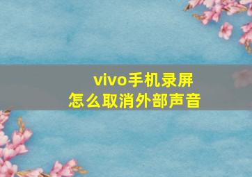 vivo手机录屏怎么取消外部声音