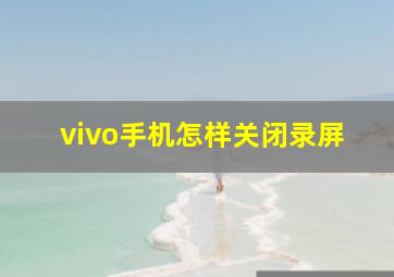 vivo手机怎样关闭录屏