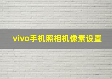 vivo手机照相机像素设置