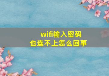 wifi输入密码也连不上怎么回事