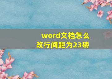 word文档怎么改行间距为23磅