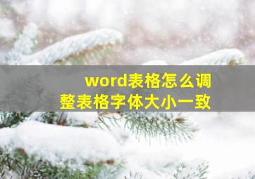 word表格怎么调整表格字体大小一致