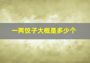 一两饺子大概是多少个