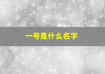 一号是什么名字