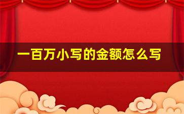 一百万小写的金额怎么写