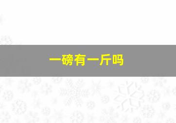 一磅有一斤吗