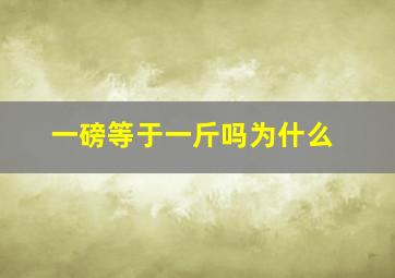 一磅等于一斤吗为什么